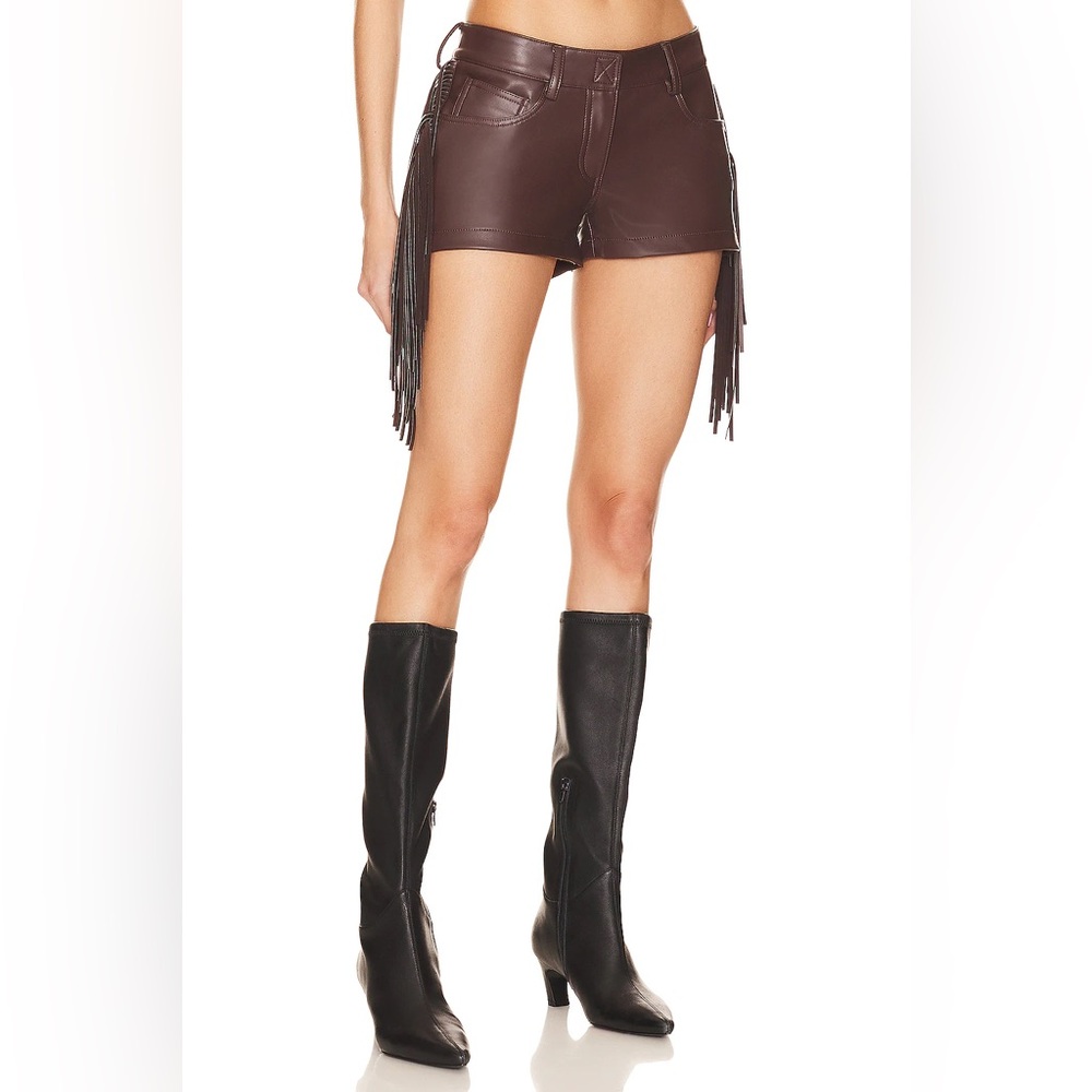 Norma Kamali x Revolve Brown Fringe Shorts